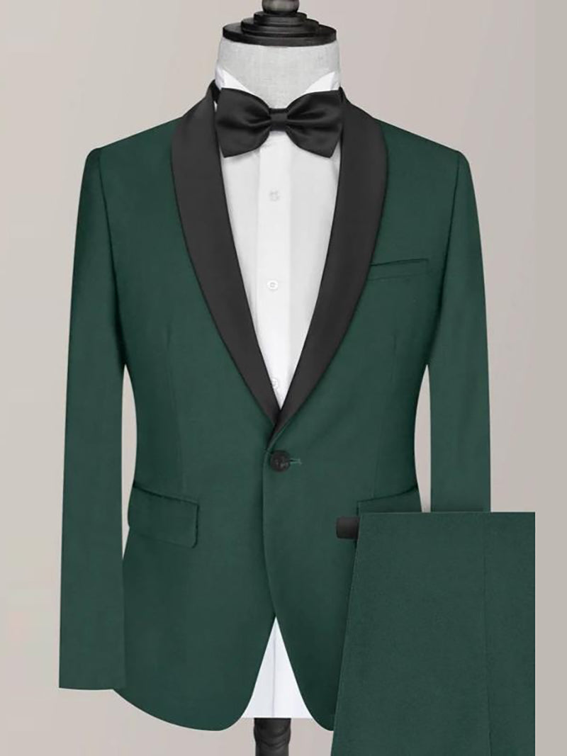 Green 2-piece single-breasted Shawl Lapel suit