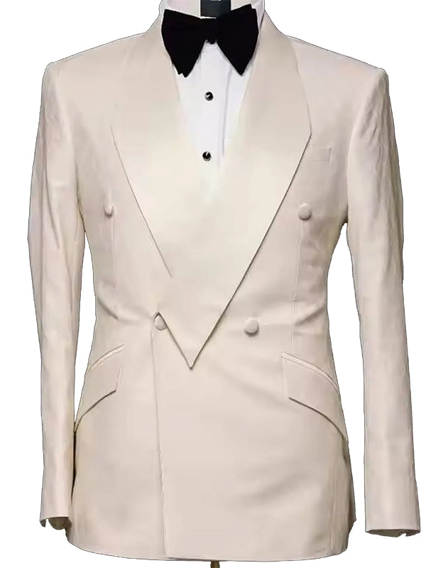 Apricot 2-piece double-breasted Shawl Lapel suit