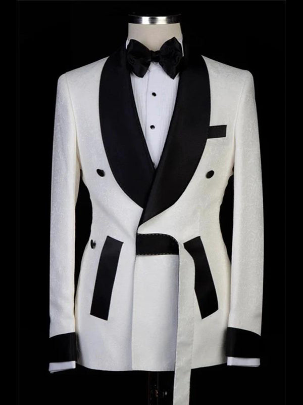 White 2-piece Single-breasted Shawl Lapel suit