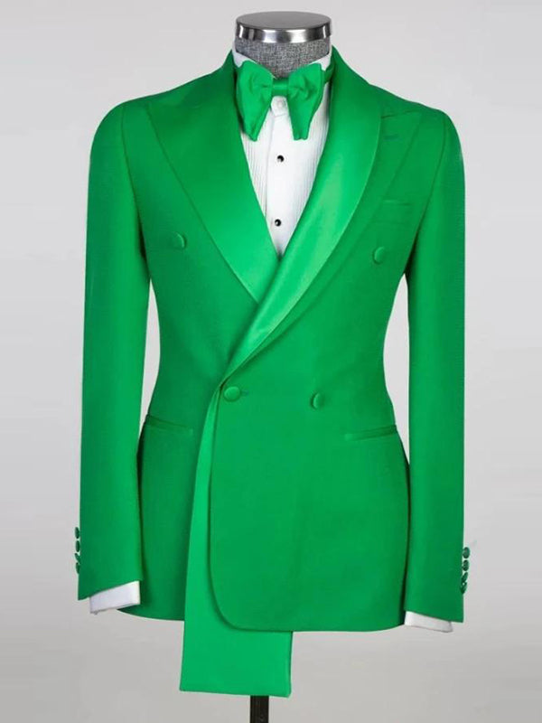Green 2-piece double-breasted Peak Lapel suit