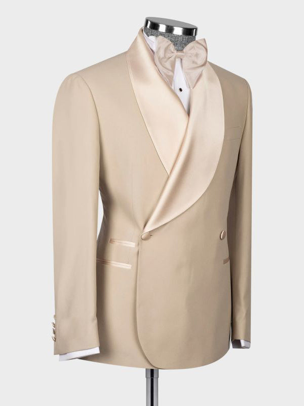 Champagne 2-piece 1-button Shawl Lapel suit