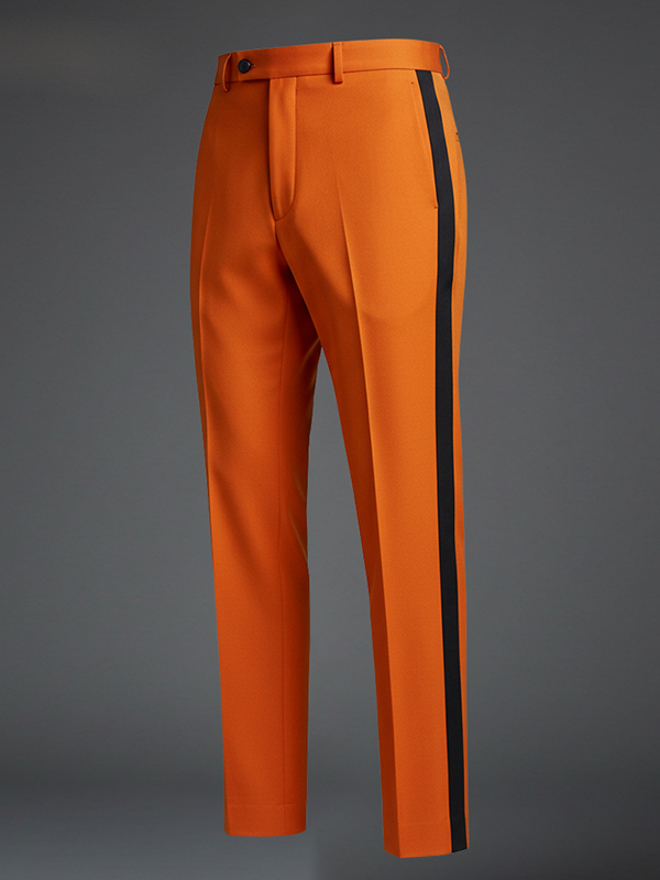 Orange 2 Piece Black Shawl Lapel 1 Button Suit