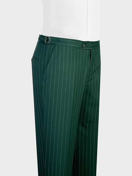 Green Stripe 2 Piece Double Breasted Peak Lapel Suit