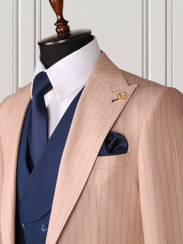 Champagne 2-piece 1-button Peak Lapel suit