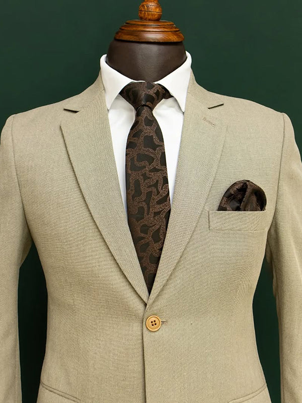 Khaki 2-piece 2-button Notch Lapel suit