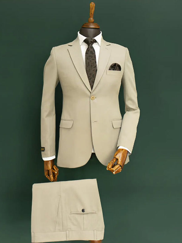 Khaki 2-piece 2-button Notch Lapel suit