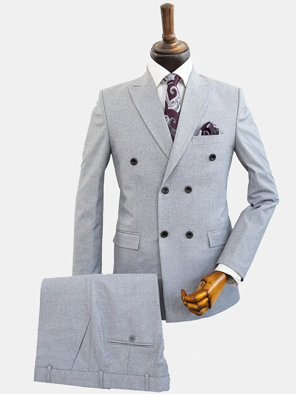 Light blue 2-piece double-breasted Peak Lapel suit