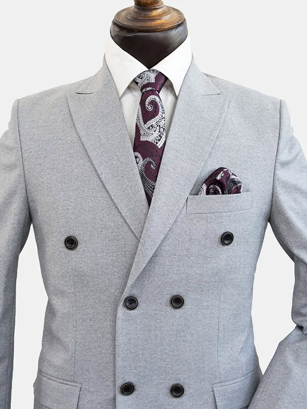 Light blue 2-piece double-breasted Peak Lapel suit