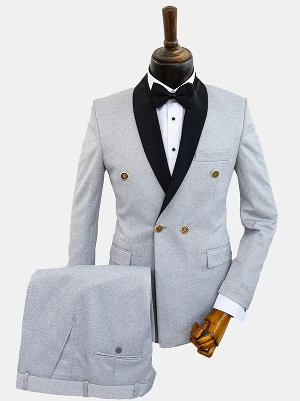 Light blue 2-piece double-breasted Shawl Lapel suit