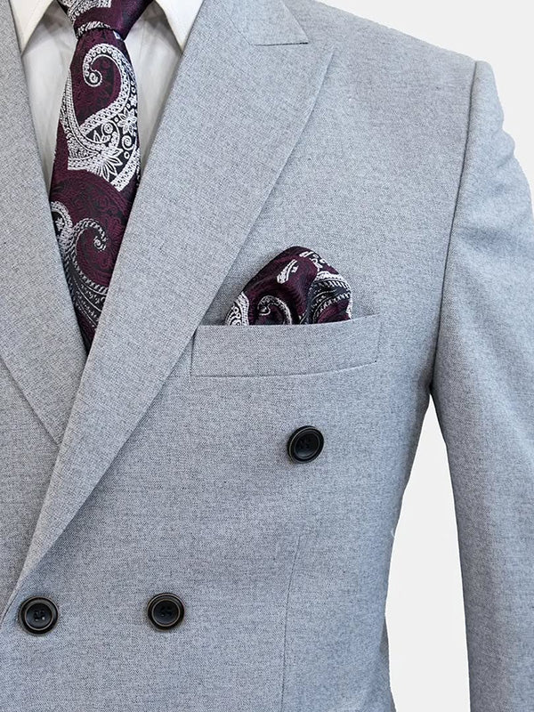 Light blue 2-piece double-breasted Peak Lapel suit