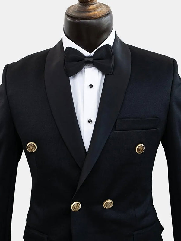 Black 2-piece double-breasted Shawl Lapel suit