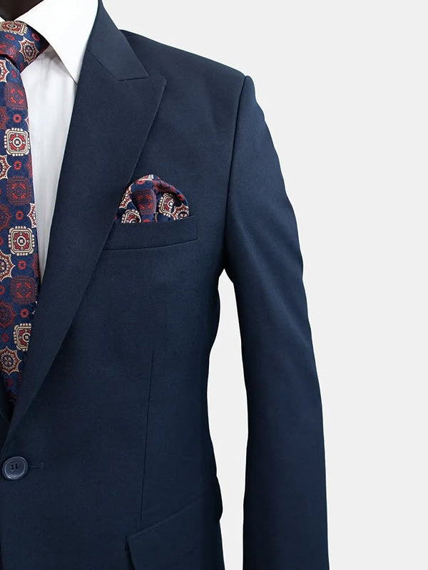 Navy Blue 2-piece 1-button Peak Lapel suit