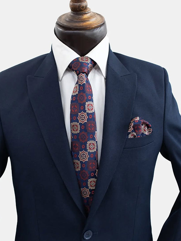 Navy Blue 2-piece 1-button Peak Lapel suit