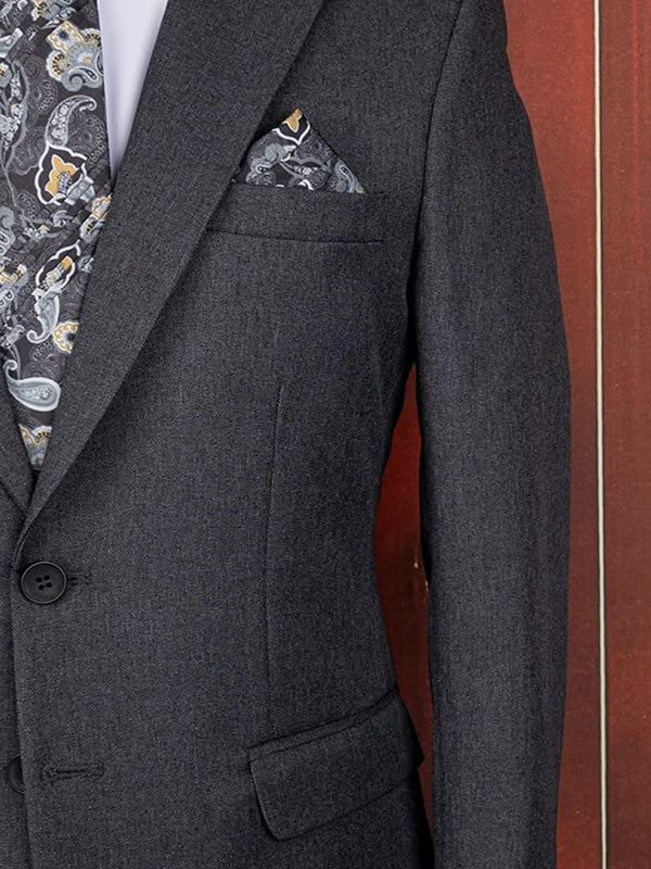 Grey 2 piece single breasted Notch Lapel suit