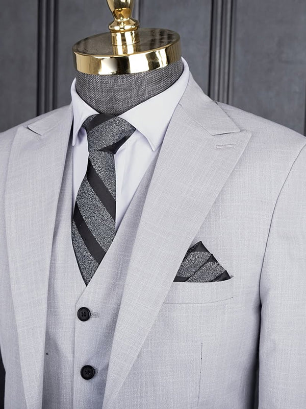 Grey 2-piece 1 button Peak Lapel suit