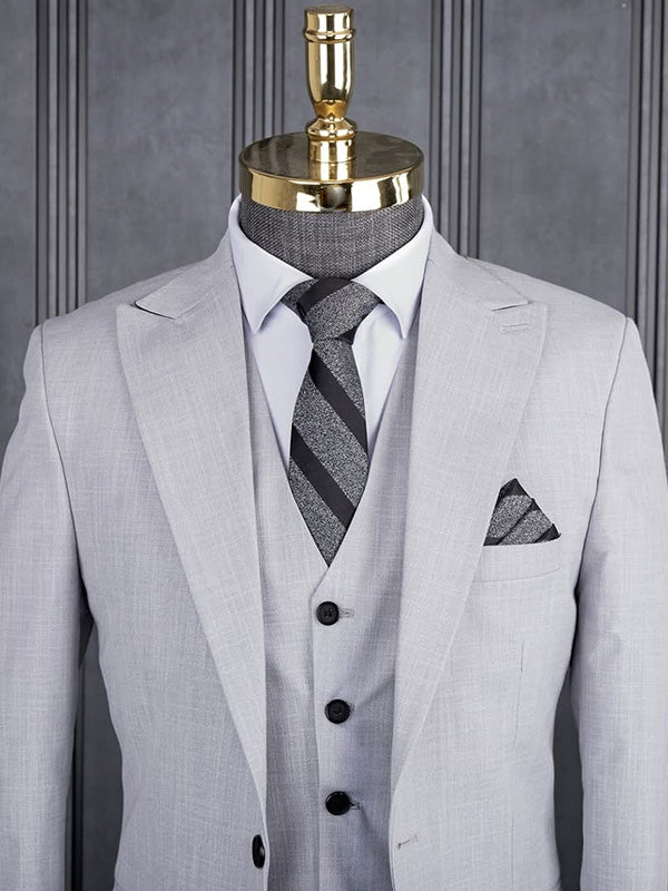 Grey 2-piece 1 button Peak Lapel suit