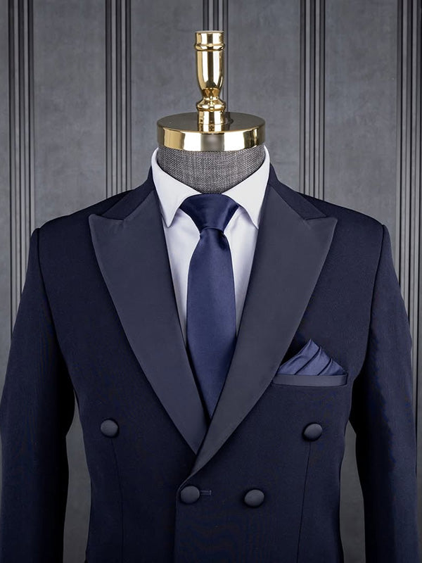 Black 2-piece Double breasted Peak Lapel suit
