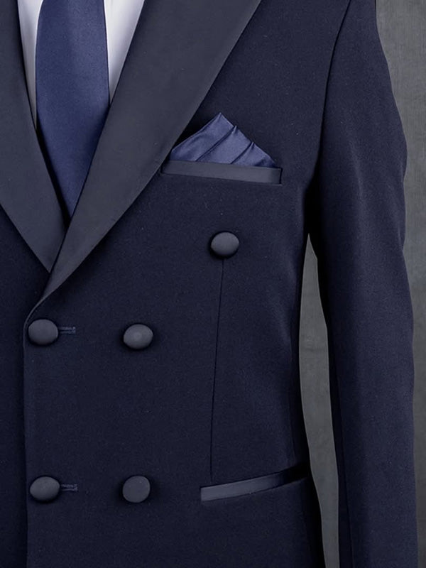 Black 2-piece Double breasted Peak Lapel suit