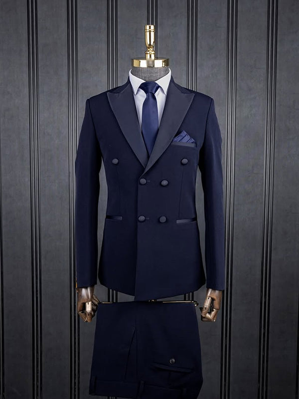 Black 2-piece Double breasted Peak Lapel suit