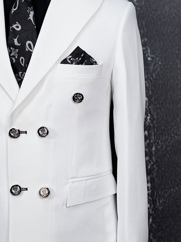 White 2-piece double-breasted Peak Lapel suit