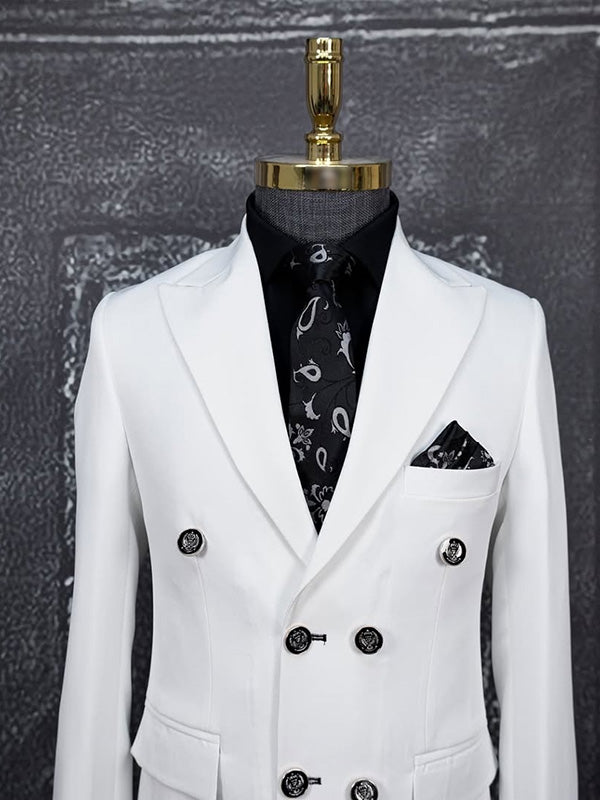 White 2-piece double-breasted Peak Lapel suit