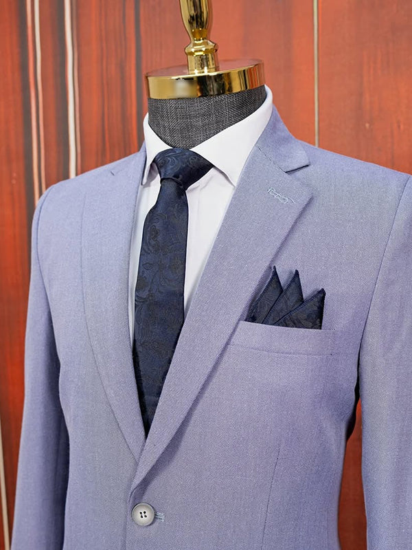 Light blue 2-piece single-breasted Notch Lapel suit
