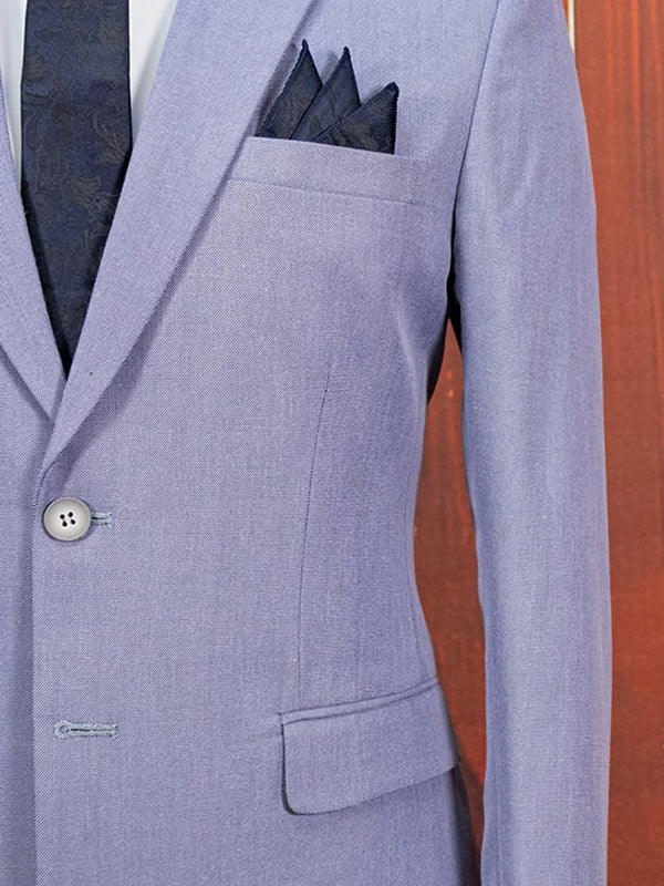 Light blue 2-piece single-breasted Notch Lapel suit
