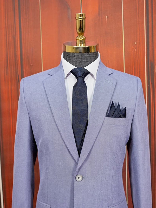 Light blue 2-piece single-breasted Notch Lapel suit