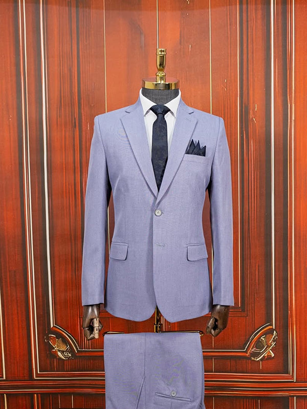 Light blue 2-piece single-breasted Notch Lapel suit
