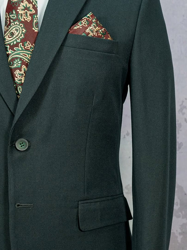 Green 2-piece single-breasted Notch Lapel suit
