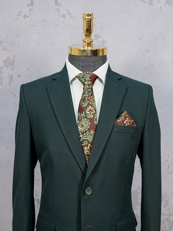 Green 2-piece single-breasted Notch Lapel suit
