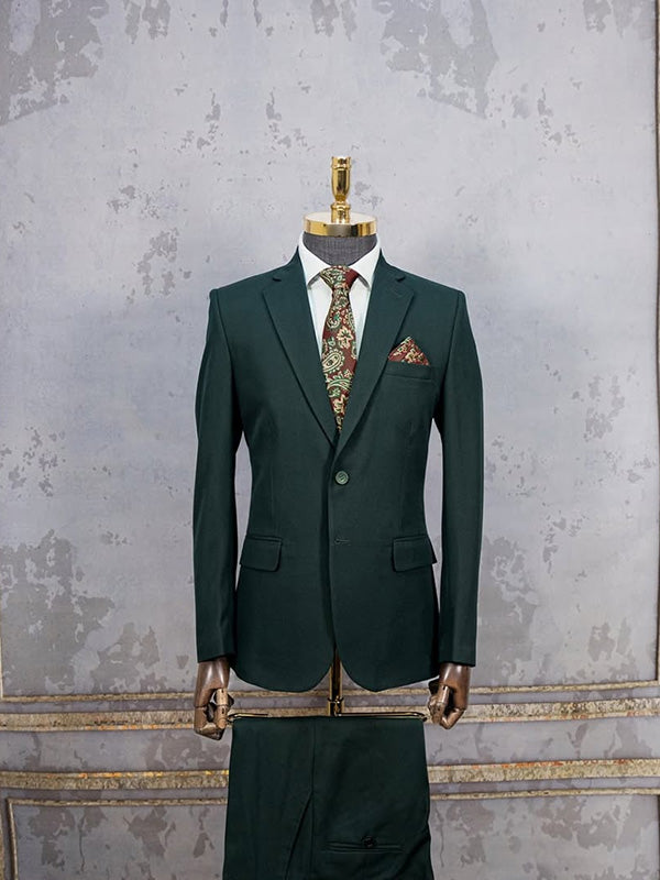 Green 2-piece single-breasted Notch Lapel suit