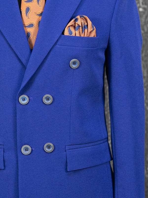 Blue 2-piece double-breasted Peak Lapel suit