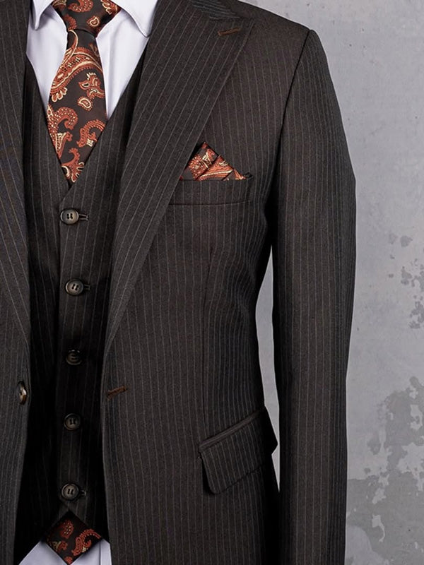 Black Stripe 3 Piece 1 Button Peak Lapel suit