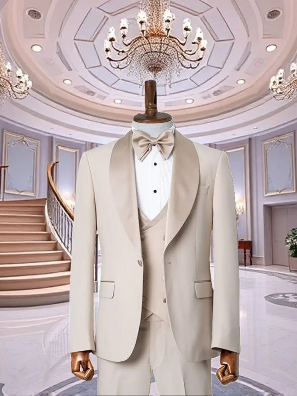 Apricot 2-piece 1-button Shawl Lapel suit