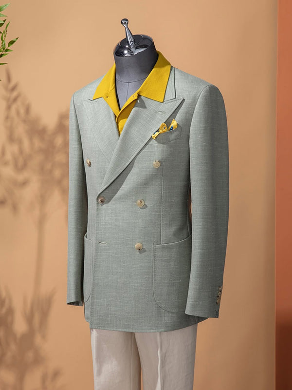 Grey 2-piece double-breasted Peak Lapel suit