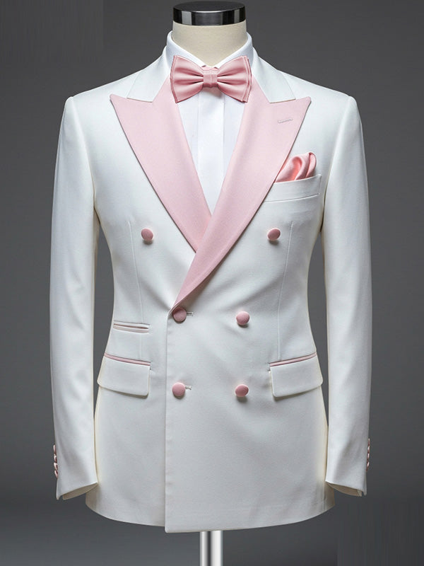 White 2-piece Double-breasted Peak Lapel suit
