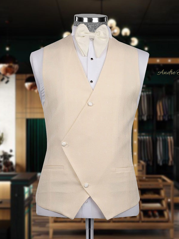 Beige 3-piece 1-button Shawl Lapel suit
