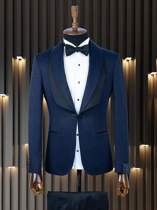Blue 2-piece 2-button Shawl Lapel suit
