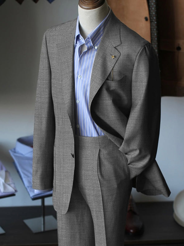 Grey 2-piece single-breasted Notch Lapel suit