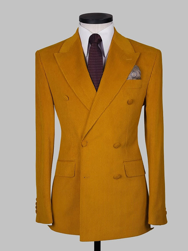 Gold 2-Piece Double Breasted Peak Lapel suit