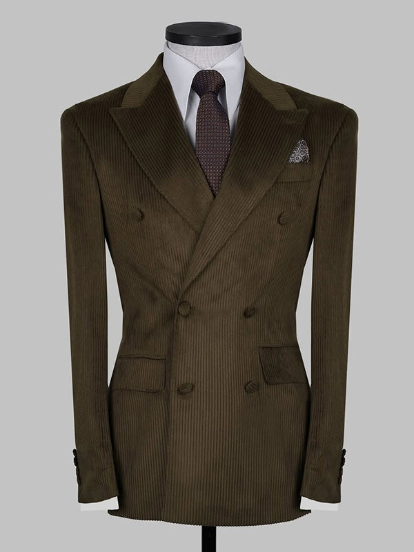 Dark Brown 2-Piece Double Breasted Peak Lapel suit