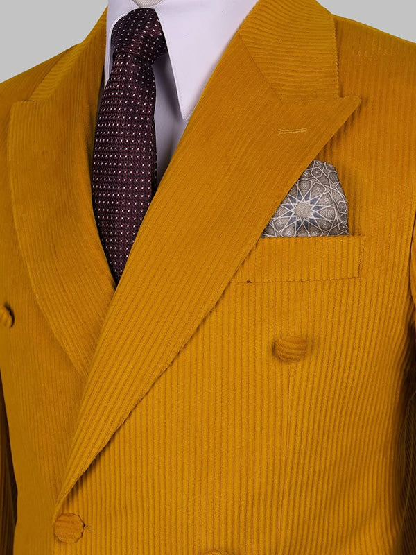 Gold 2-Piece Double Breasted Peak Lapel suit
