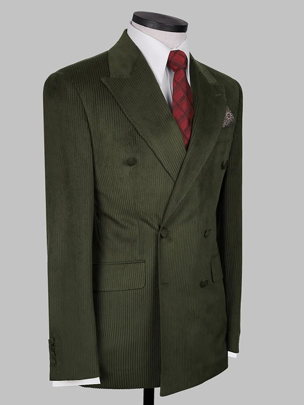 Green 2-Piece Double Breasted Peak Lapel suit