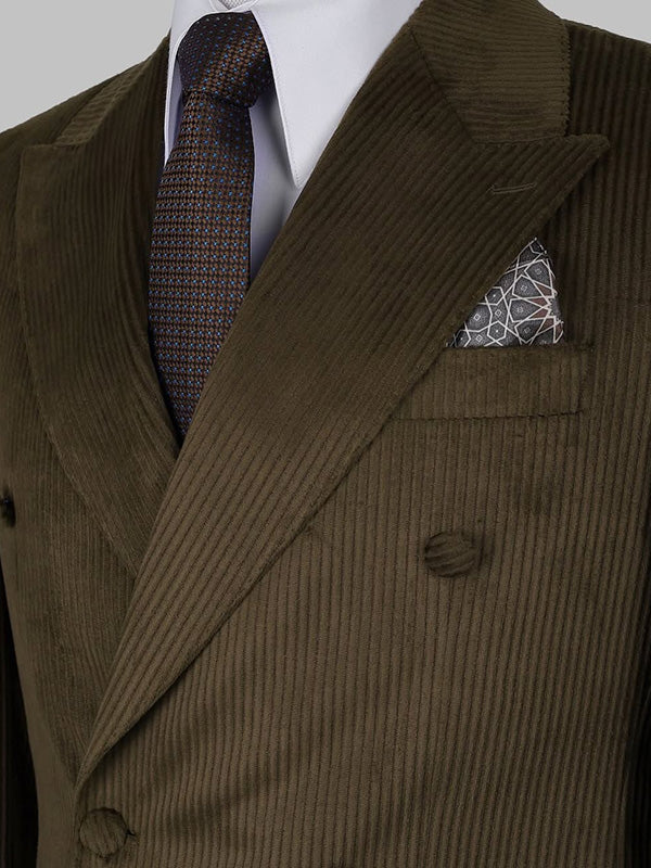 Dark Brown 2-Piece Double Breasted Peak Lapel suit