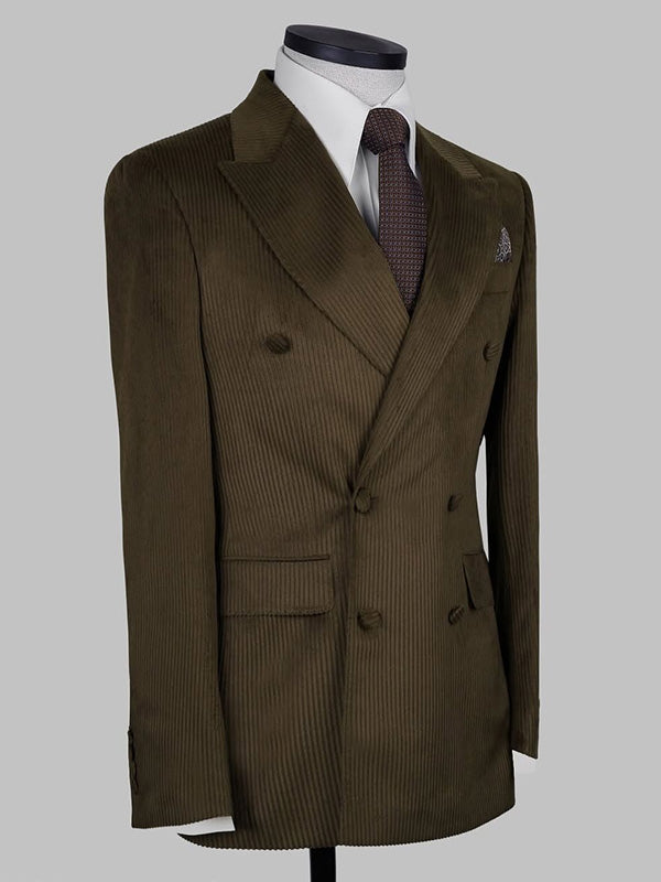 Dark Brown 2-Piece Double Breasted Peak Lapel suit