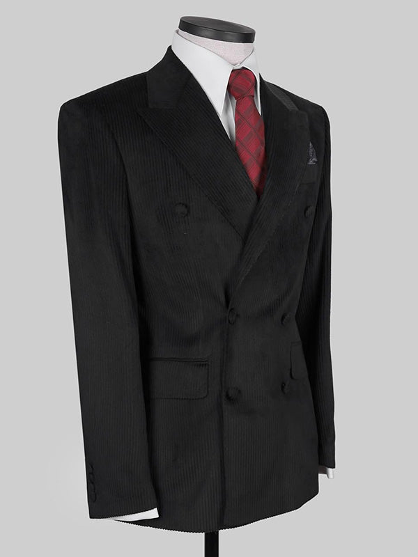Black 2-Piece Double Breasted Peak Lapel suit