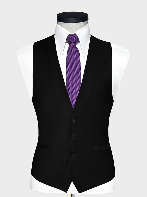 Black 3-piece single-breasted Peak Lapel suit