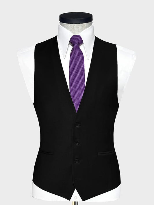 Black 3-piece single-breasted Peak Lapel suit