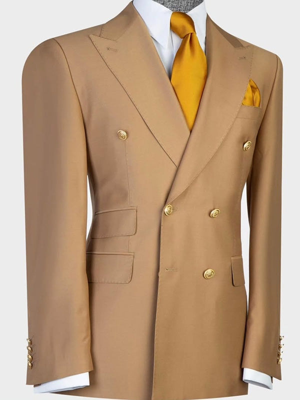 Brown 2-piece double-breasted Peak Lapel suit